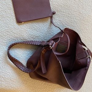 All Saints leather purse, leather, burgundy
